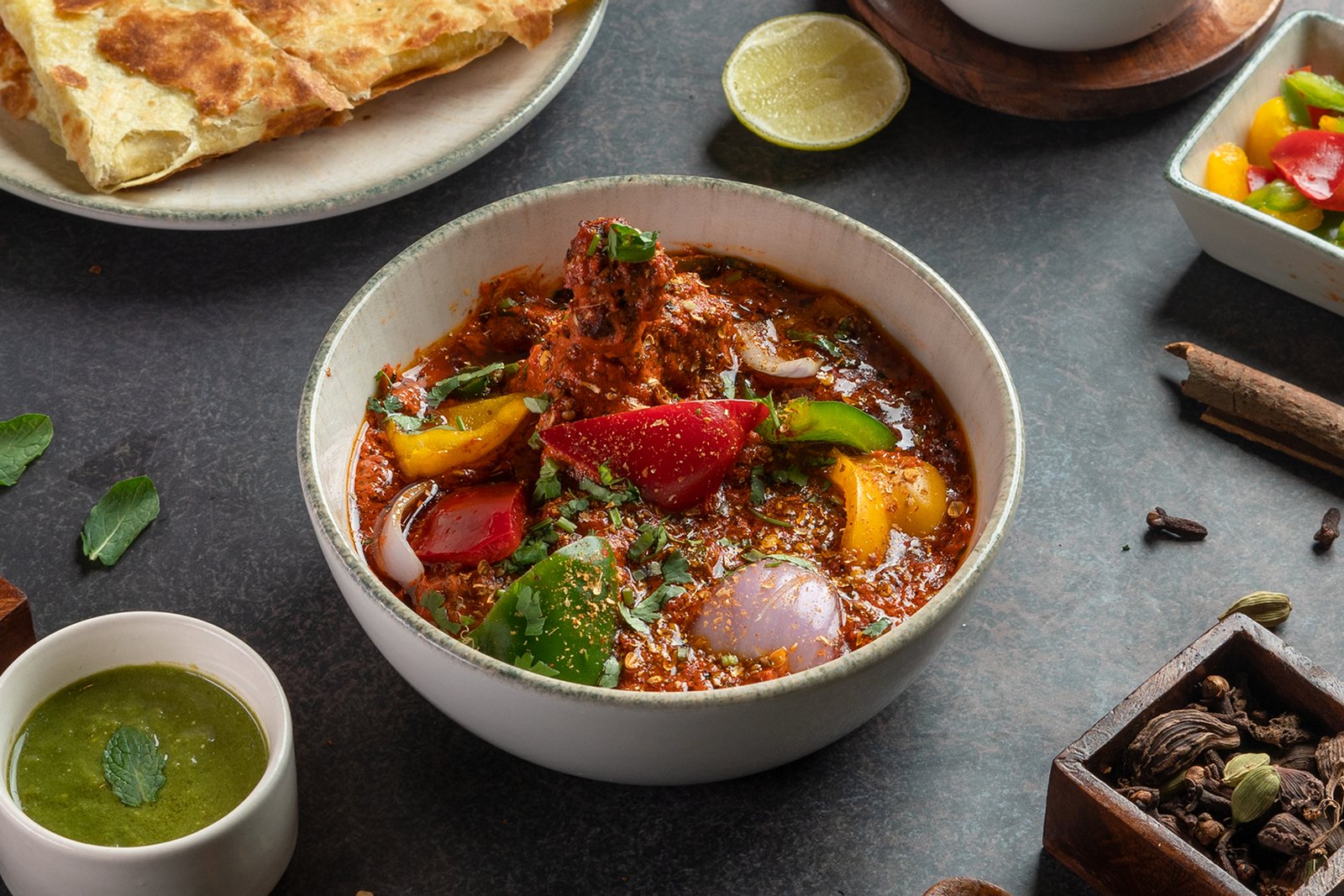 Kadhai Chicken + 2 Laccha Paratha